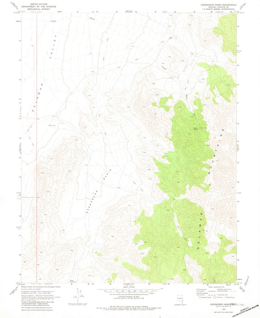 Classic USGS Gregerson Basin Nevada 7.5'x7.5' Topo Map Image
