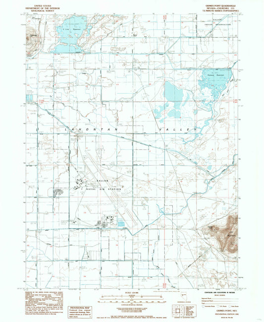 Classic USGS Grimes Point Nevada 7.5'x7.5' Topo Map Image
