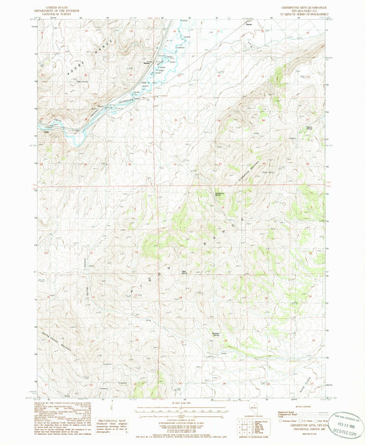 Classic USGS Grindstone Mountain Nevada 7.5'x7.5' Topo Map Image