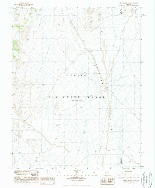Classic USGS Groom Mine NW Nevada 7.5'x7.5' Topo Map Image