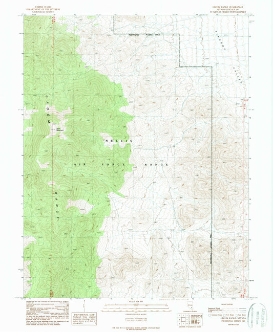 Classic USGS Groom Range Nevada 7.5'x7.5' Topo Map Image