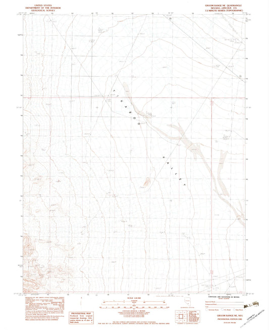 Classic USGS Groom Range NE Nevada 7.5'x7.5' Topo Map Image