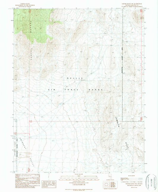 Classic USGS Groom Range SW Nevada 7.5'x7.5' Topo Map Image