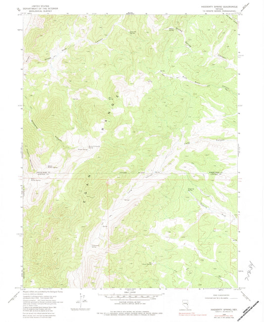 Classic USGS Haggerty Spring Nevada 7.5'x7.5' Topo Map Image