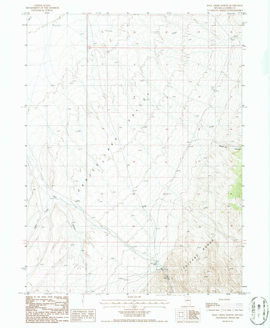 Classic USGS Hall Creek North Nevada 7.5'x7.5' Topo Map Image