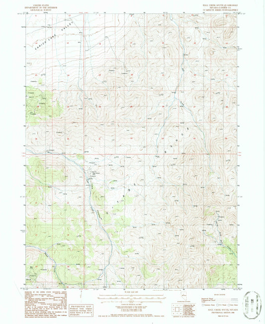 Classic USGS Hall Creek South Nevada 7.5'x7.5' Topo Map Image