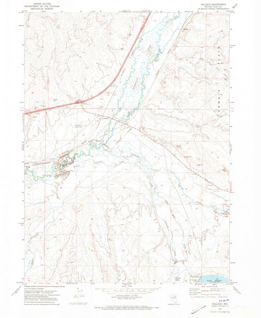 Classic USGS Halleck Nevada 7.5'x7.5' Topo Map Image