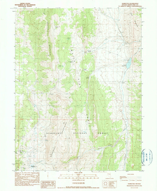 Classic USGS Hamilton Nevada 7.5'x7.5' Topo Map Image