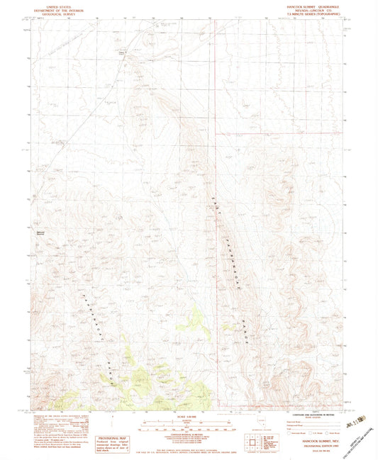 Classic USGS Hancock Summit Nevada 7.5'x7.5' Topo Map Image