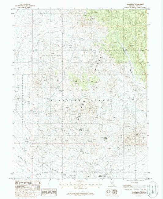 Classic USGS Hannapah Nevada 7.5'x7.5' Topo Map Image