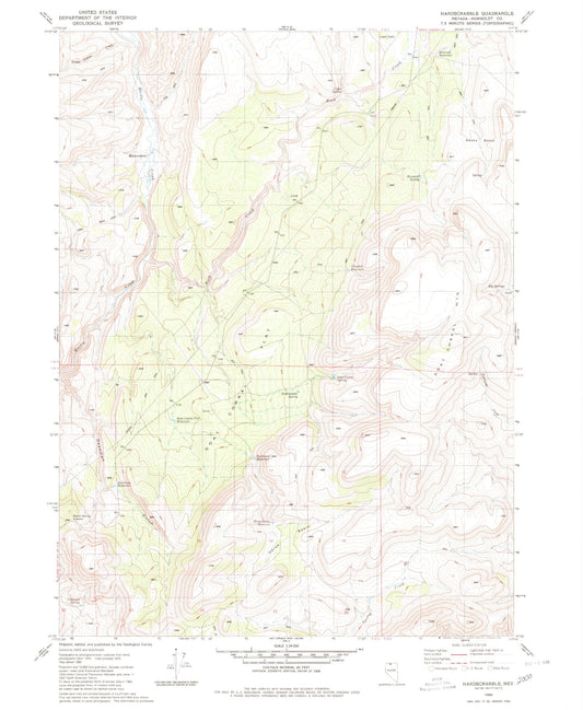 Classic USGS Hardscrabble Nevada 7.5'x7.5' Topo Map Image