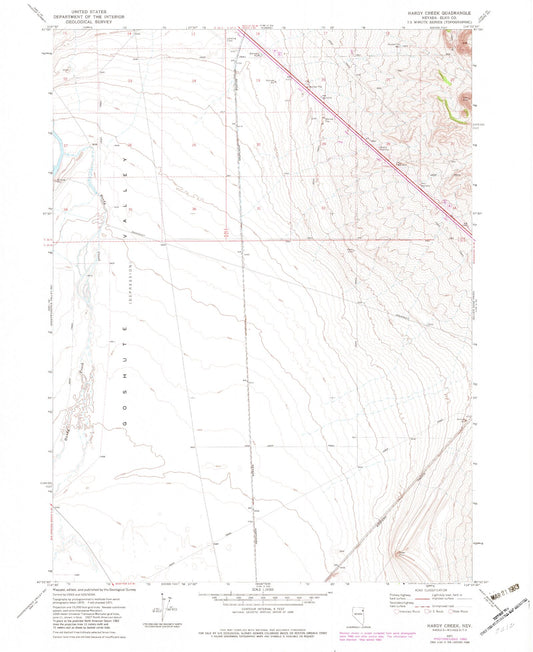 Classic USGS Hardy Creek Nevada 7.5'x7.5' Topo Map Image