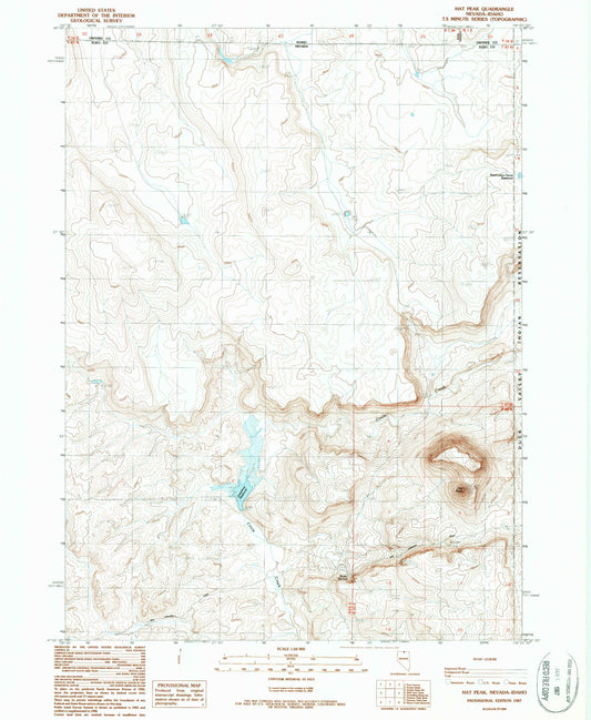 Classic USGS Hat Peak Nevada 7.5'x7.5' Topo Map Image