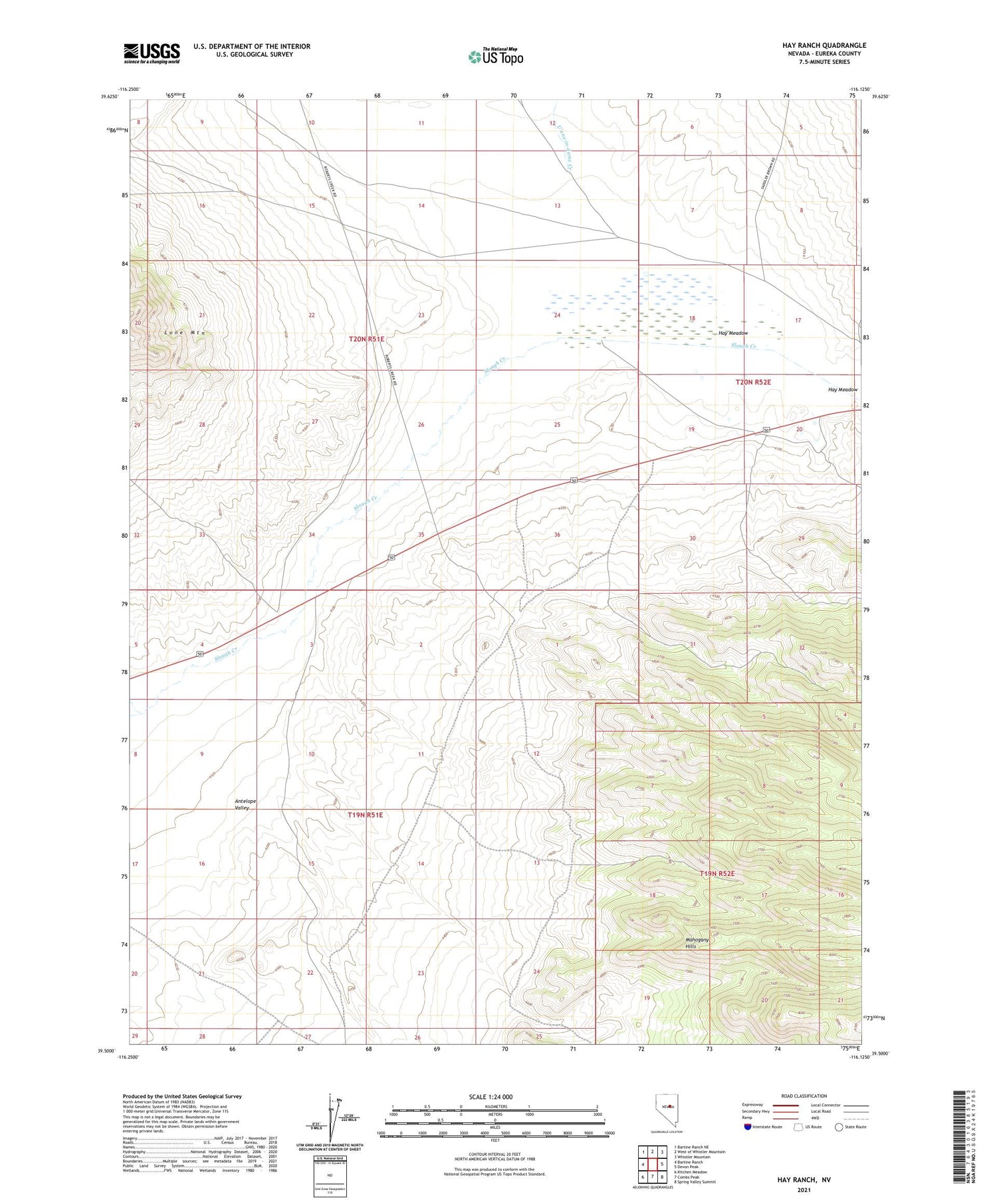 Hay Ranch Nevada US Topo Map Image