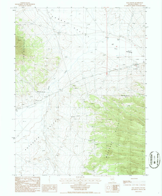 Classic USGS Hay Ranch Nevada 7.5'x7.5' Topo Map Image