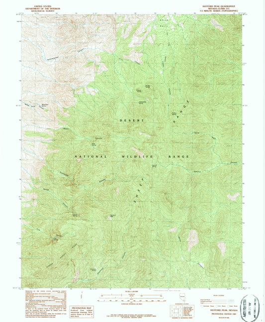 Classic USGS Hayford Peak Nevada 7.5'x7.5' Topo Map Image