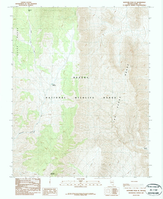 Classic USGS Hayford Peak SE Nevada 7.5'x7.5' Topo Map Image