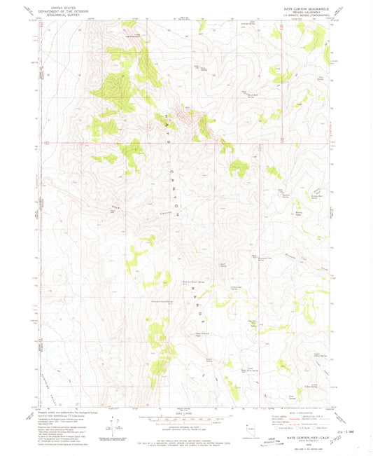 Classic USGS Hays Canyon Nevada 7.5'x7.5' Topo Map Image