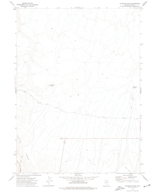 Classic USGS Haystack Peak Nevada 7.5'x7.5' Topo Map Image