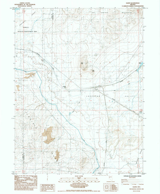 Classic USGS Hazen Nevada 7.5'x7.5' Topo Map Image