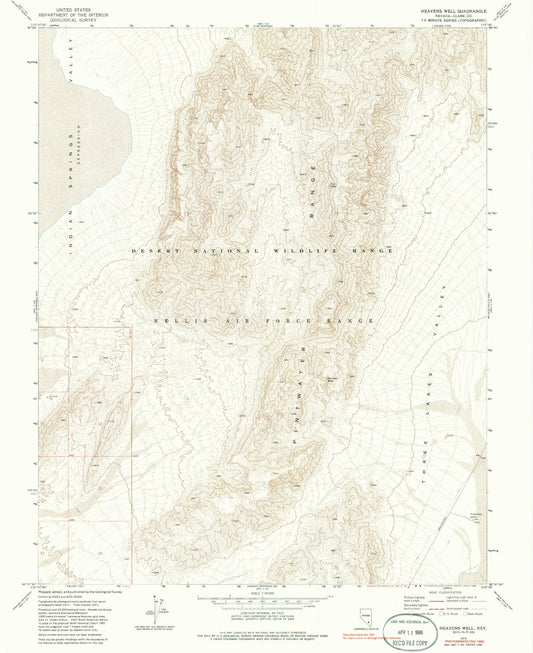 Classic USGS Heavens Well Nevada 7.5'x7.5' Topo Map Image