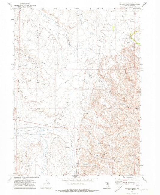 Classic USGS Heelfly Creek Nevada 7.5'x7.5' Topo Map Image