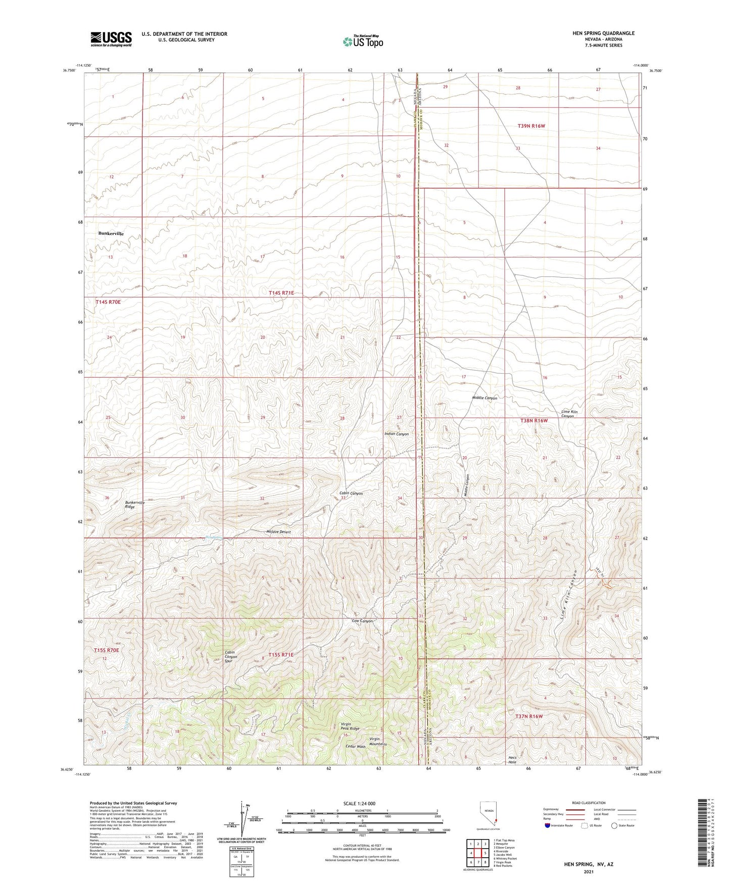 Hen Spring Nevada US Topo Map Image