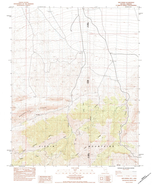 Classic USGS Hen Spring Nevada 7.5'x7.5' Topo Map Image