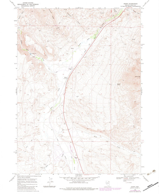 Classic USGS Henry Nevada 7.5'x7.5' Topo Map Image