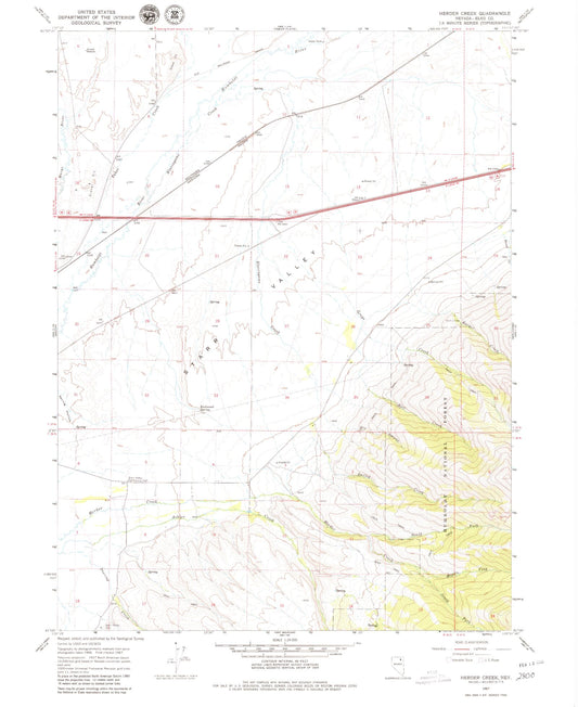 Classic USGS Herder Creek Nevada 7.5'x7.5' Topo Map Image