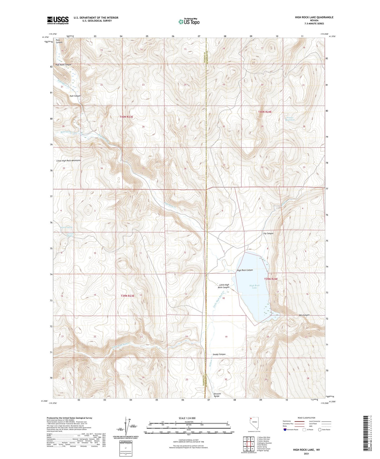 High Rock Lake Nevada US Topo Map Image