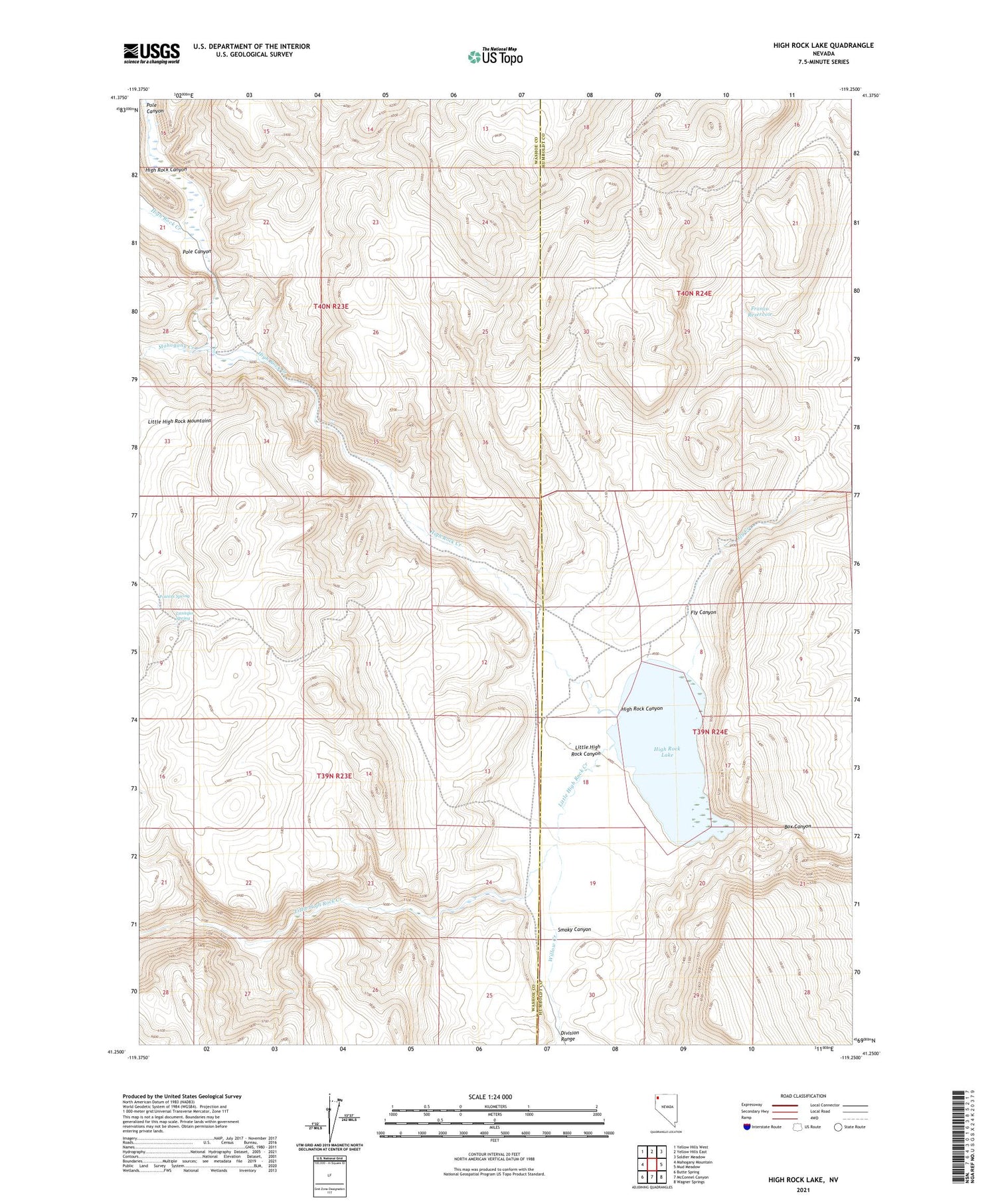 High Rock Lake Nevada US Topo Map Image