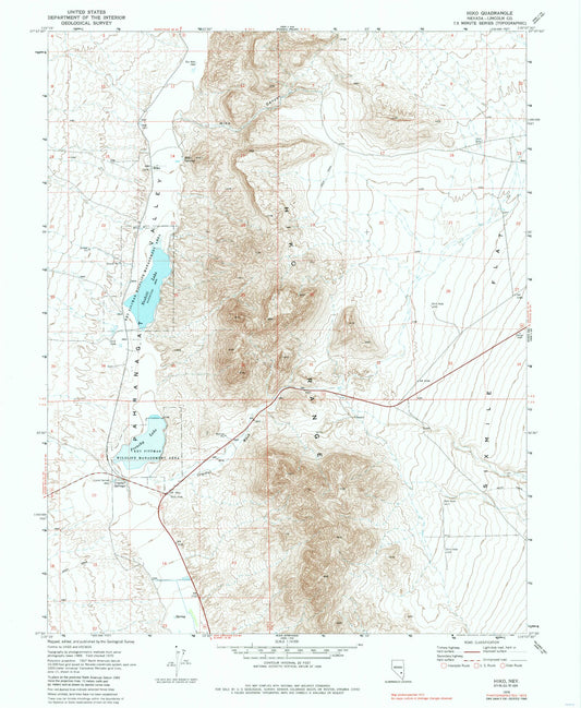 Classic USGS Hiko Nevada 7.5'x7.5' Topo Map Image