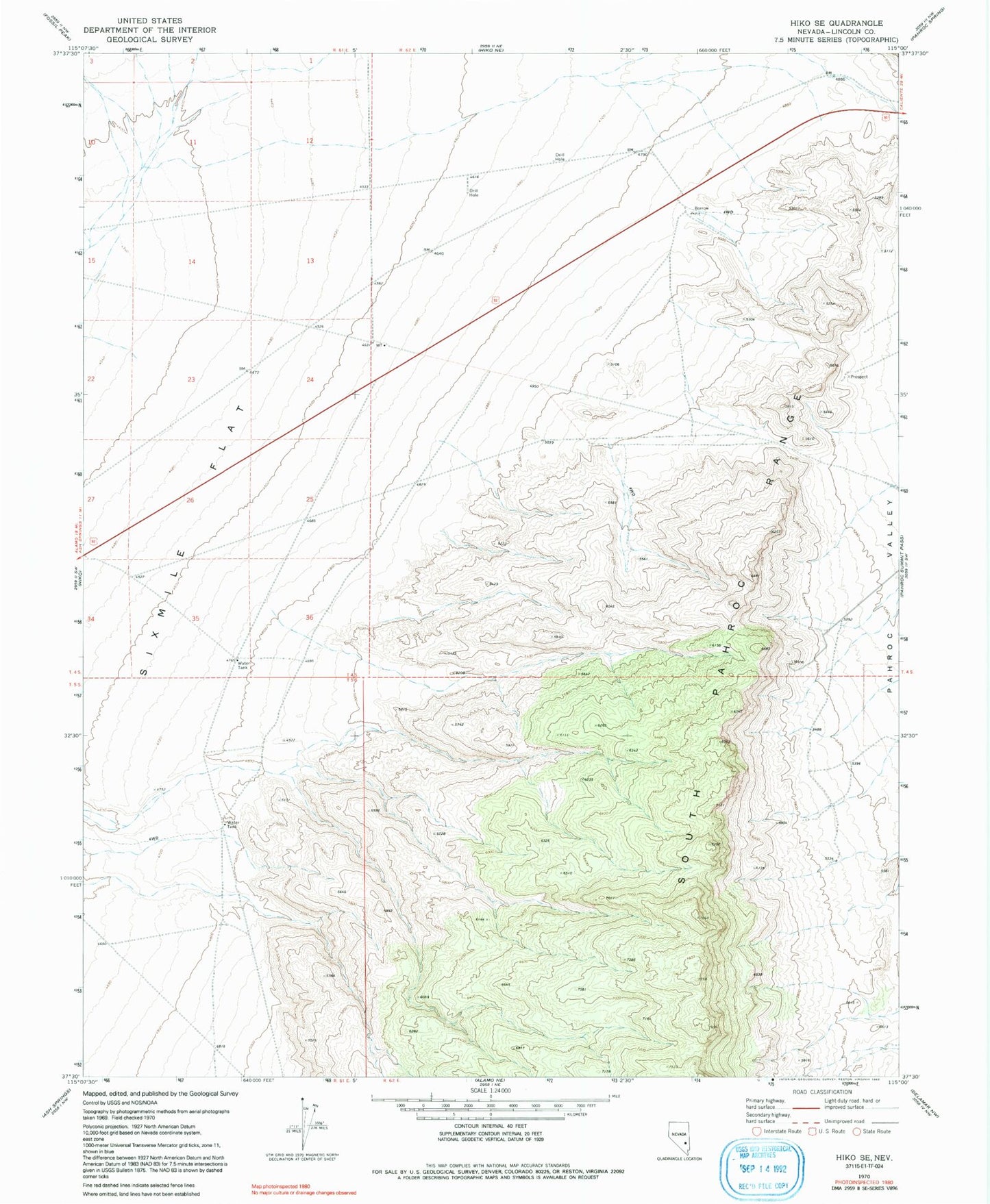 Classic USGS Hiko SE Nevada 7.5'x7.5' Topo Map Image