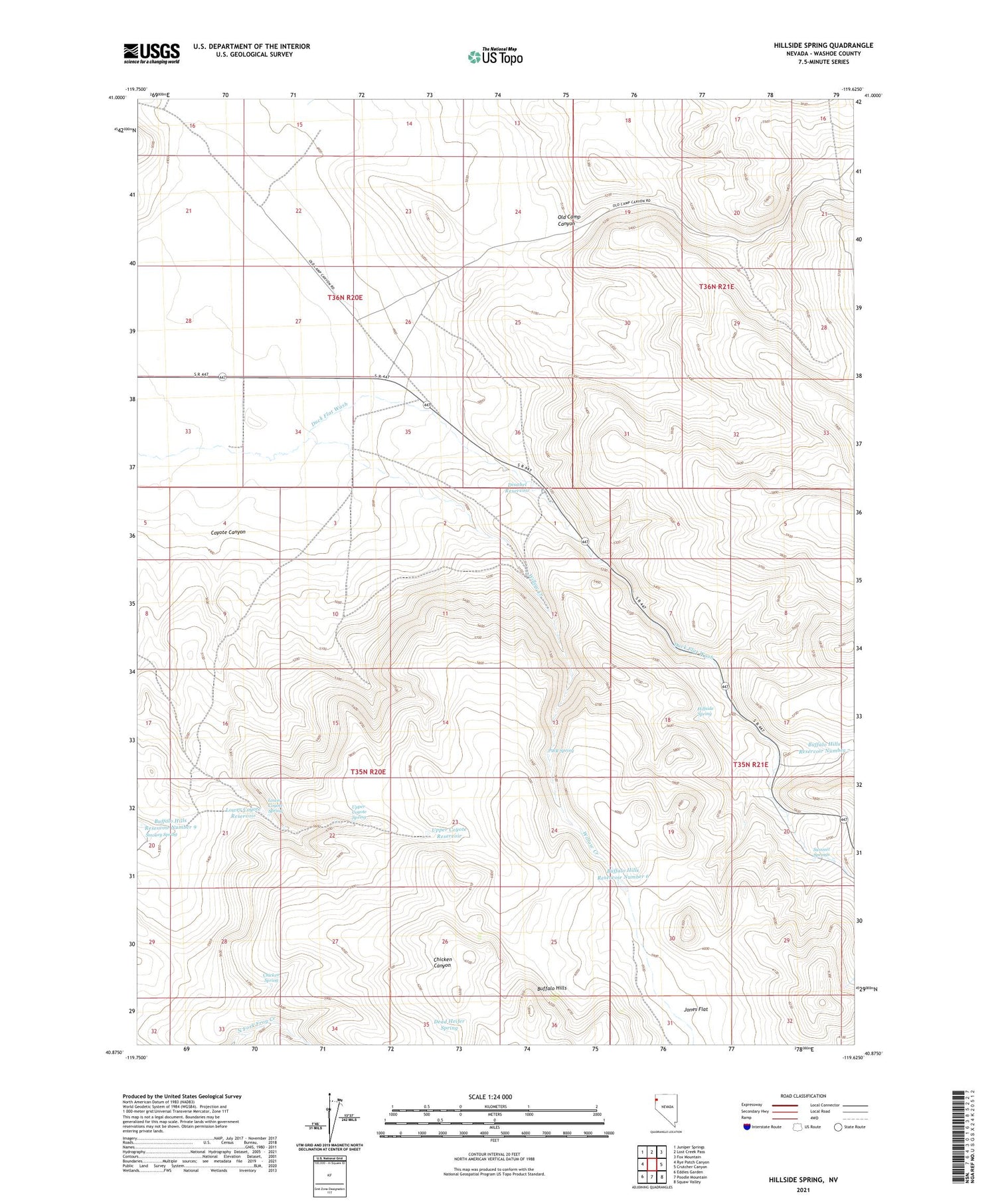 Hillside Spring Nevada US Topo Map Image