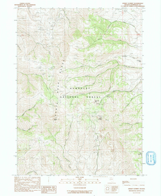 Classic USGS Hinkey Summit Nevada 7.5'x7.5' Topo Map Image