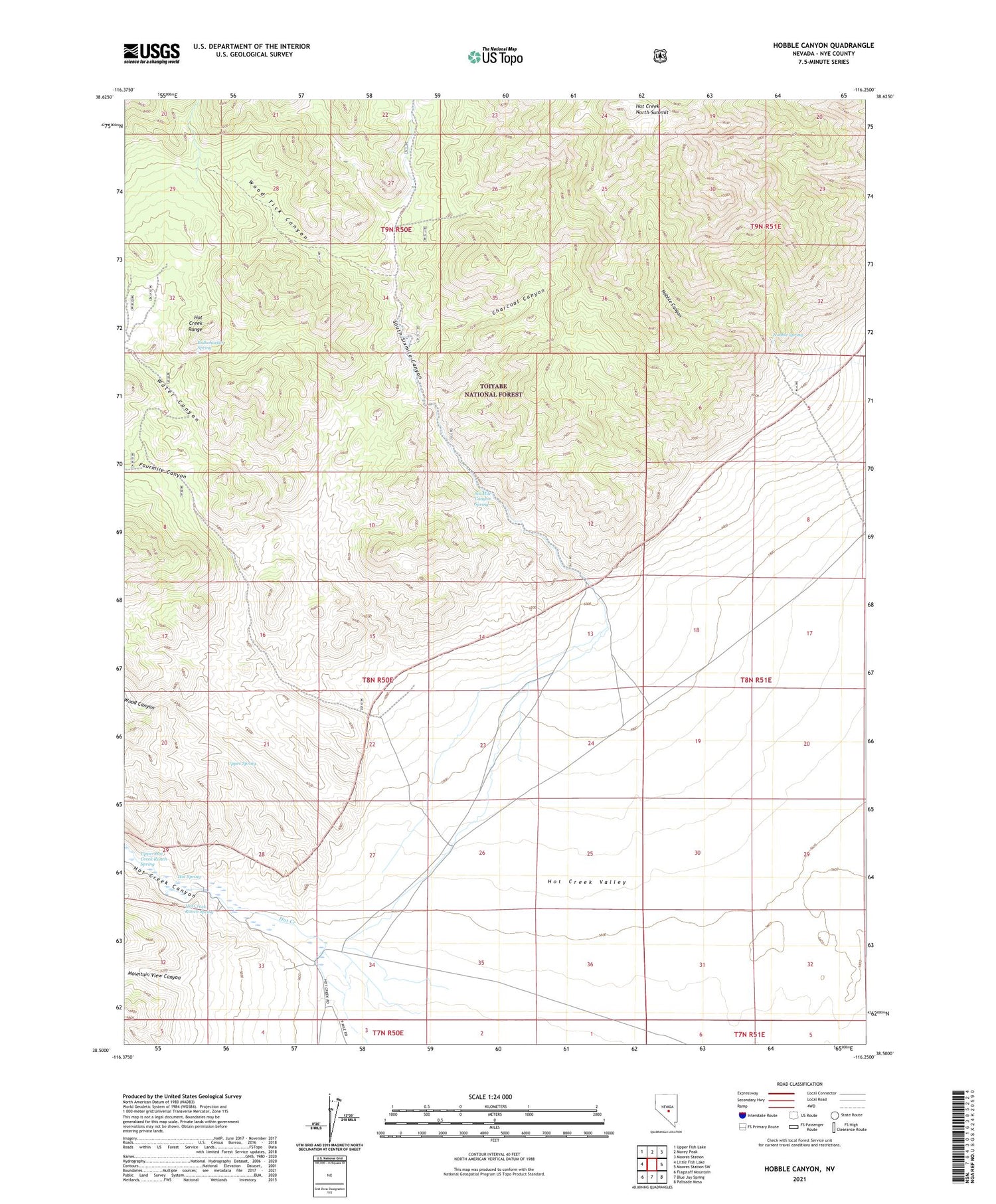 Hobble Canyon Nevada US Topo Map Image