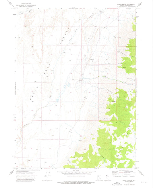 Classic USGS Hobo Canyon Nevada 7.5'x7.5' Topo Map Image