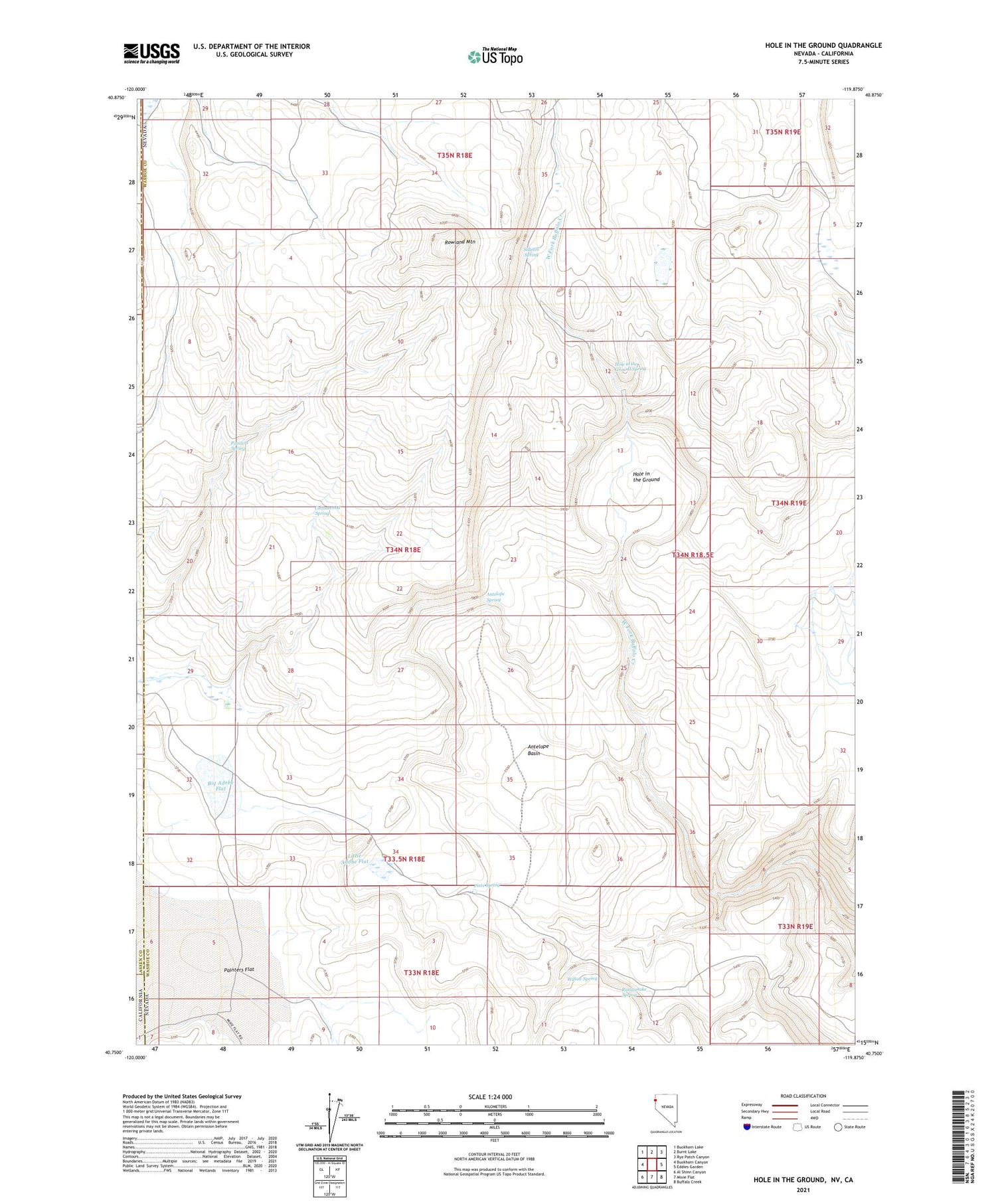 Hole In The Ground Nevada US Topo Map Image