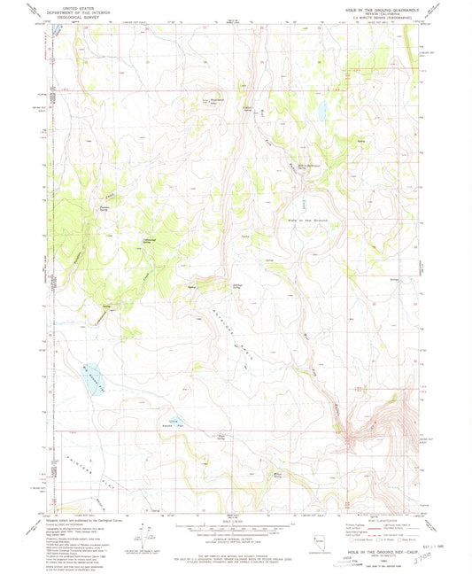 Classic USGS Hole In The Ground Nevada 7.5'x7.5' Topo Map Image