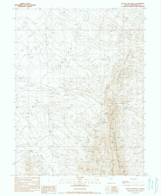 Classic USGS Hole In The Wall Nevada 7.5'x7.5' Topo Map Image