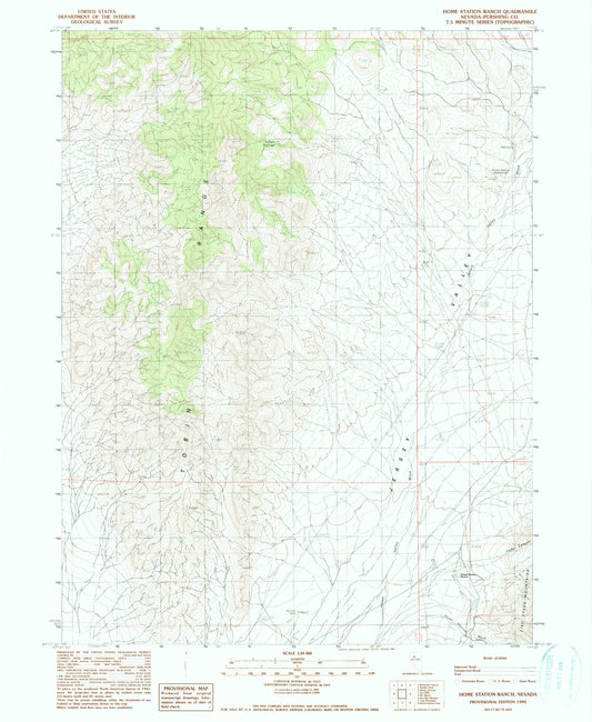 Classic USGS Home Station Ranch Nevada 7.5'x7.5' Topo Map Image