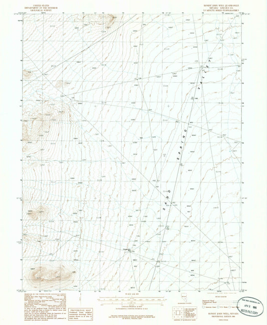 Classic USGS Honest John Well Nevada 7.5'x7.5' Topo Map Image