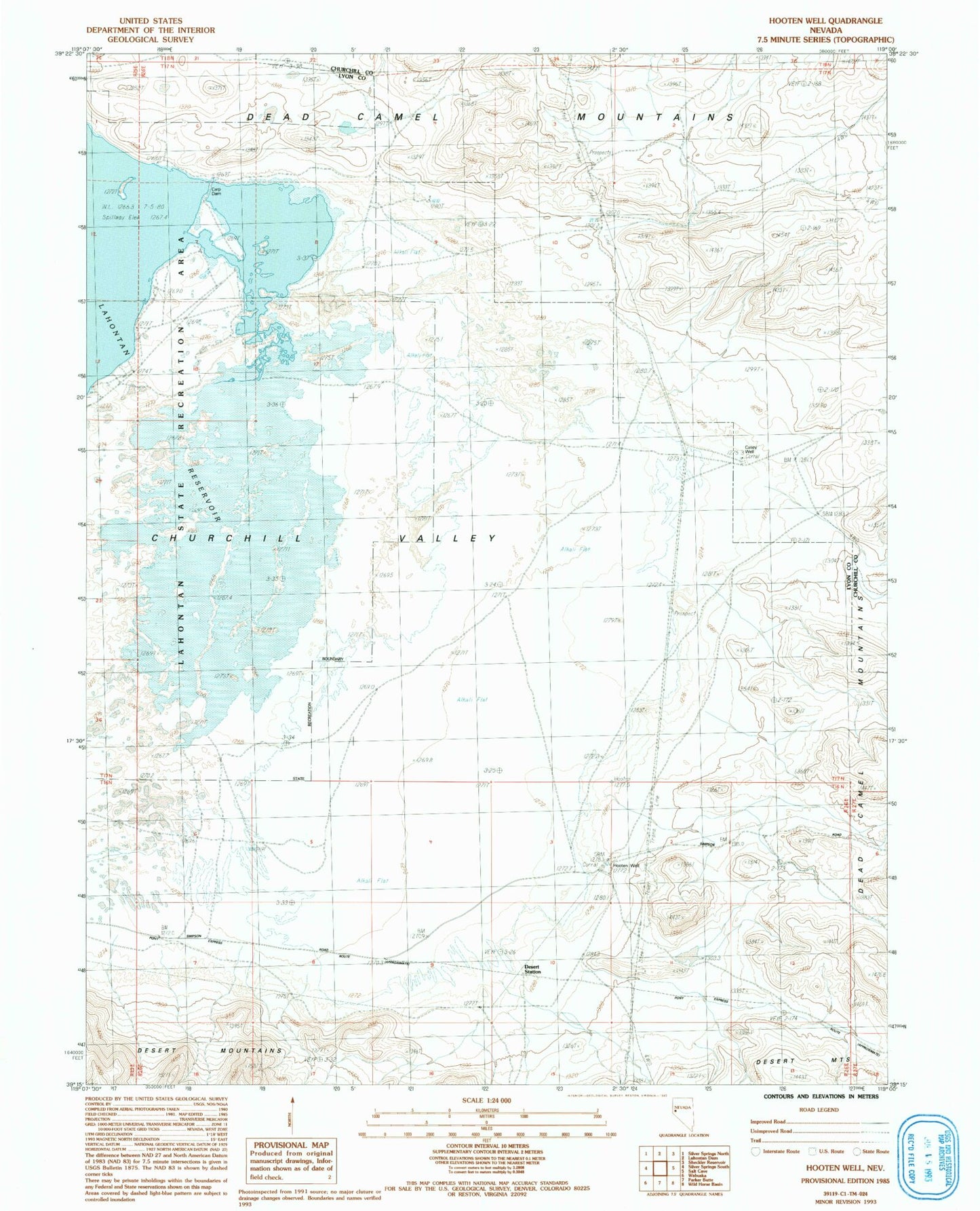 Classic USGS Hooten Well Nevada 7.5'x7.5' Topo Map Image