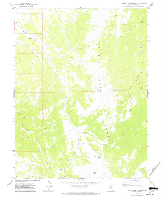 Classic USGS Horse Camp Springs Nevada 7.5'x7.5' Topo Map Image