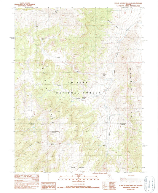 Classic USGS Horse Heaven Mountain Nevada 7.5'x7.5' Topo Map Image