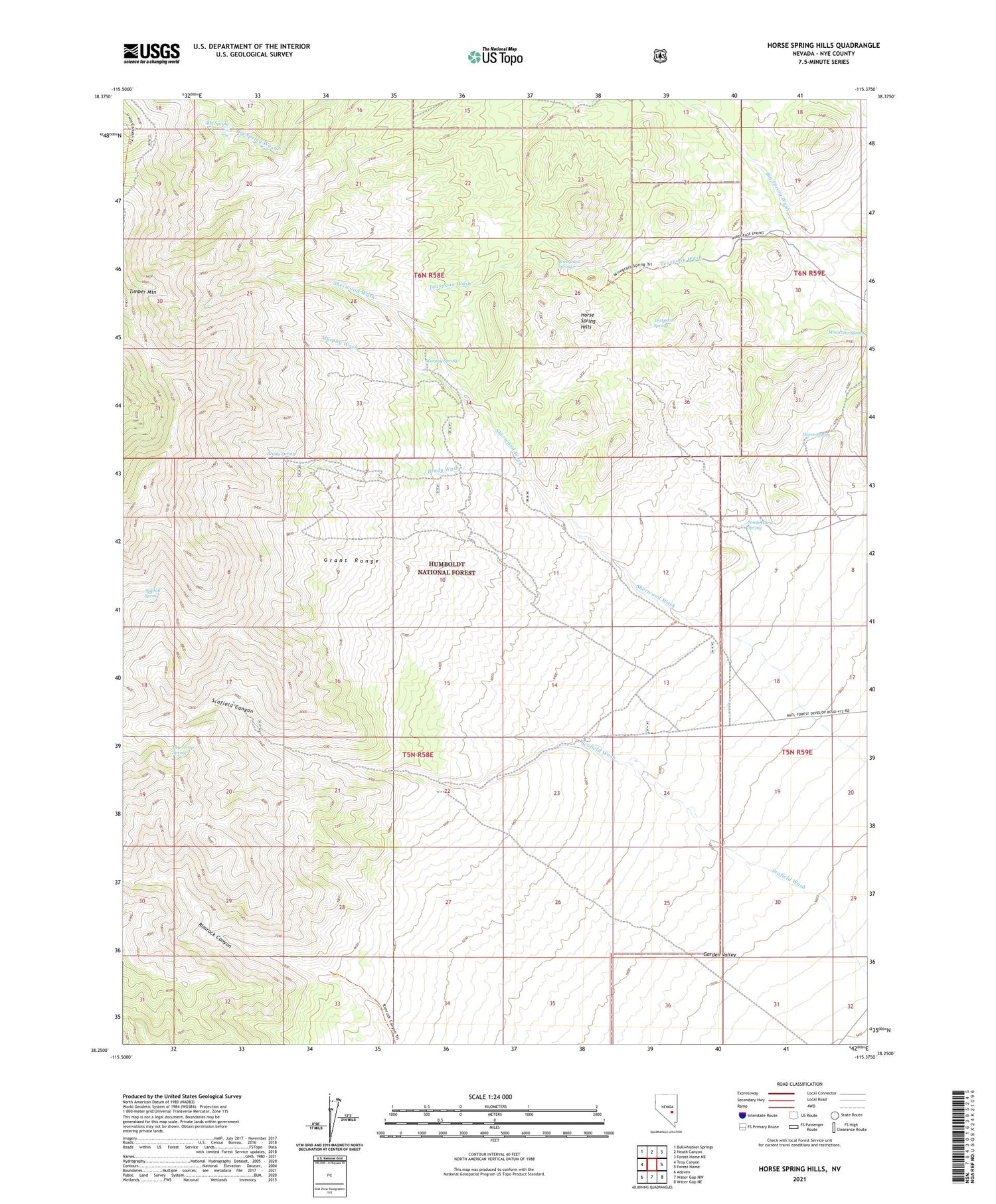 Horse Spring Hills Nevada US Topo Map Image