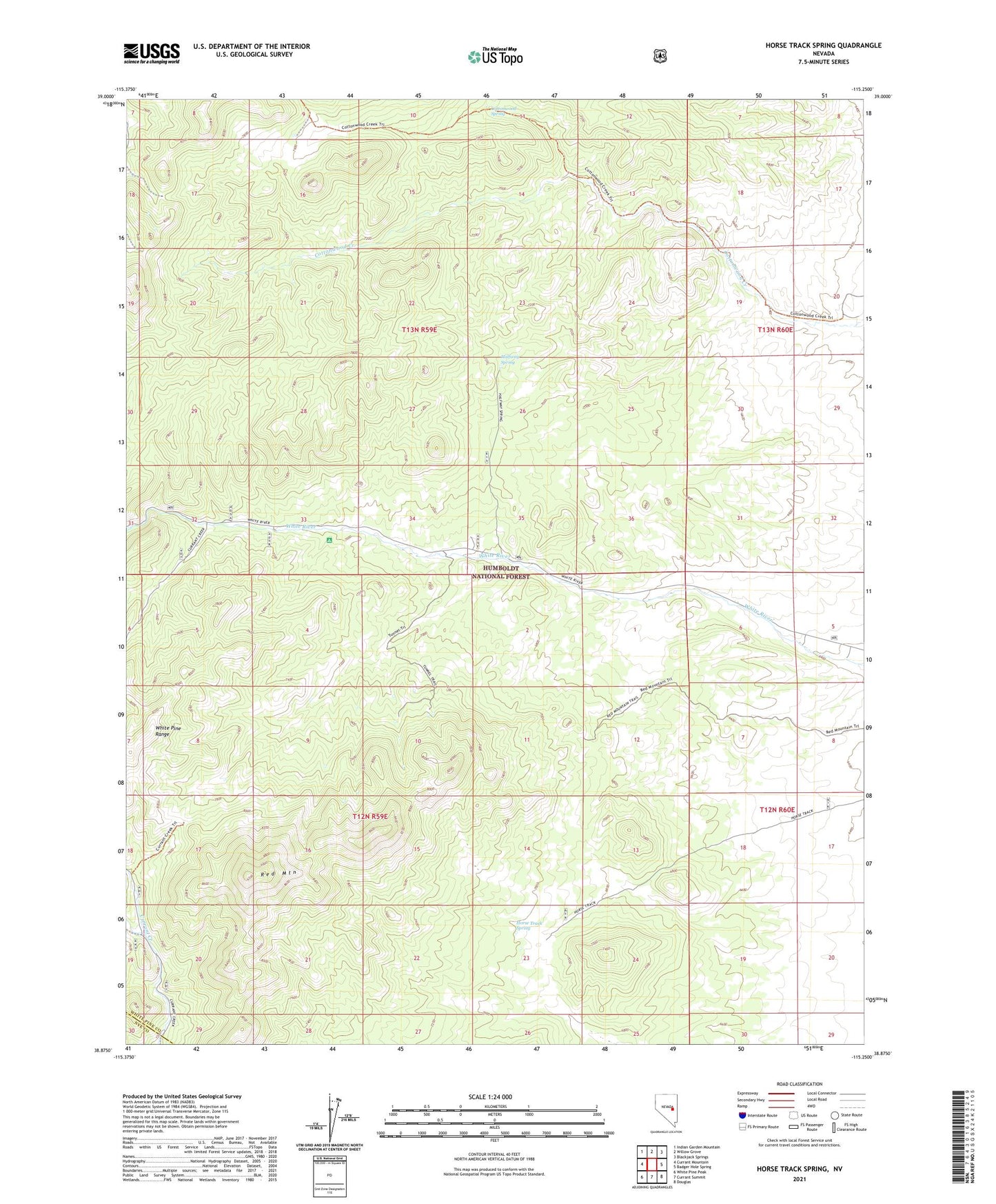 Horse Track Spring Nevada US Topo Map Image