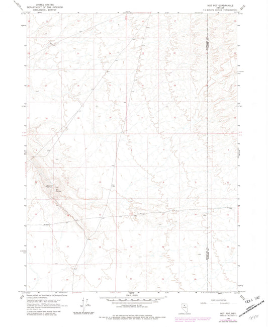 Classic USGS Hot Pot Nevada 7.5'x7.5' Topo Map Image