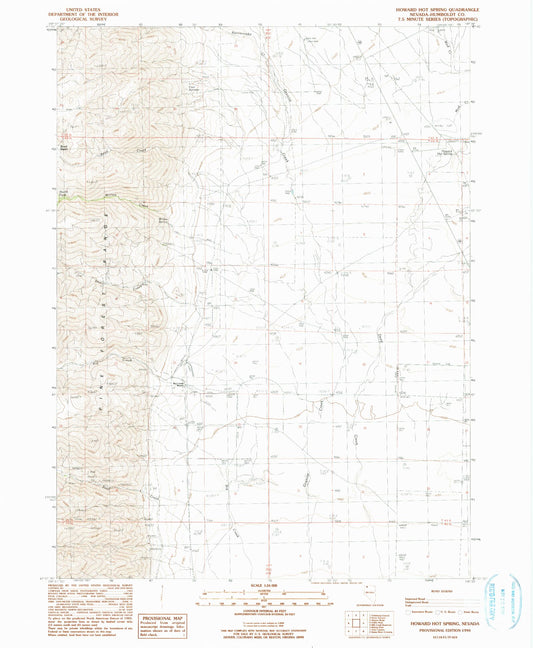 Classic USGS Howard Hot Spring Nevada 7.5'x7.5' Topo Map Image
